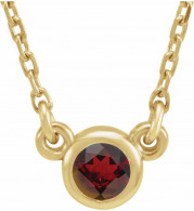14K Yellow 4 mm Round Mozambique Garnet Bezel-Set Solitaire 16 Necklace - 6113460008P