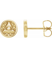 14K Yellow Eye of Providence Earrings - 87026601P