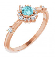 14K Rose Blue Zircon & 1/6 CTW Diamond Ring - 720886047P
