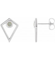 14K White Opal Cabochon Pyramid Earrings - 86862601P