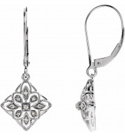 14K White 1/10 CTW Diamond Granulated Filigree Earrings - 65261060000P