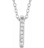 14K White .05 CTW Diamond Bar 16-18 Necklace - 65221860002P