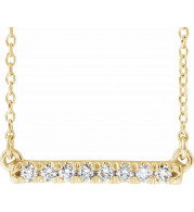 14K Yellow 1/8 CTW Diamond French-Set Bar 16 Necklace - 86969701P