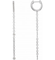 14K White 1/4 CTW Diamond Hinged Hoop Chain Earrings - 65346260000P
