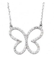14K White 1/4 CTW Diamond Butterfly 16 Necklace - 66437100001P