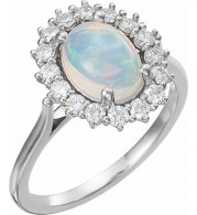 14K White Ethiopian Opal & 1/2 CTW Diamond Ring - 72070625P