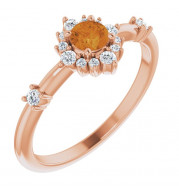 14K Rose Citrine & 1/6 CTW Diamond Ring - 720886048P