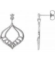 14K White Vintage-Inspired Dangle Earrings - 86882600P