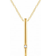 14K Yellow .015 CT Diamond Bar 16-18 Necklace - 65221960000P