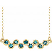 14K Yellow Aquamarine Bezel-Set Bar 16-18 Necklace - 86525601P
