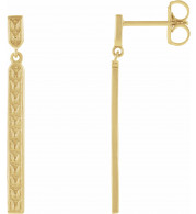 14K Yellow 29x2.4 mm Sculptural Bar Earrings - 86791601P