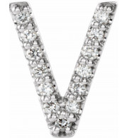 14K White .03 CTW Diamond Single Initial V Earring - 867976110P