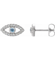 14K White Aquamarine & White Sapphire Earrings - 86884629P