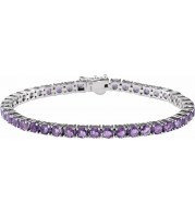 14K White Amethyst 7.15 Line Bracelet - 65120560000P