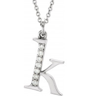 14K White .03 CTW Diamond Lowercase Initial k 16 Necklace - 8580360030P