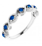 14K White Blue Sapphire Stackable Ring - 720466008P