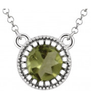 14K White Peridot August 18 Birthstone Necklace - 651611116P