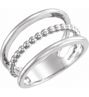 14K White Beaded Negative Space Ring - 51692101P