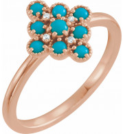 14K Rose Turquoise & .02 CTW Diamond Ring - 720736005P