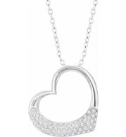 14K White 1/5 CTW Diamond Heart 16-18 Necklace - 65272160001P