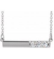 14K White 1/5 CTW Diamond Bar 16-18 Necklace - 86773605P