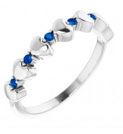 14K White Blue Sapphire Stackable Heart Ring - 71999600P