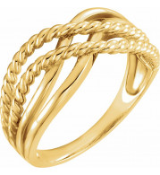 14K Yellow Crossover Rope Design Ring - 861521001P