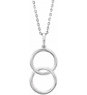 14K White Interlocking Circle 18 Necklace - 86594600P