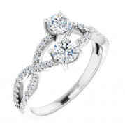 14K White 3/4 CTW Diamond Two-Stone Ring - 12314860000P