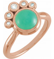14K Rose Chrysoprase & 1/8 CTW Diamond Ring - 72052617P