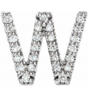 14K White .07 CTW Diamond Single Initial W Earring - 867976115P