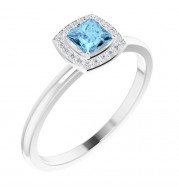 14K White Aquamarine & .05 CTW Diamond Ring - 122745600P