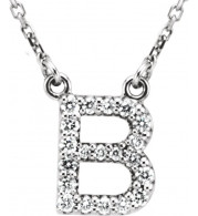 14K White Initial B 1/8 CTW Diamond 16 Necklace - 67311101P