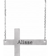 14K White Sideways Cross 16-18 Necklace - 86570104P