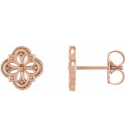 14K Rose Vintage-Inspired Clover Earrings - 87105602P