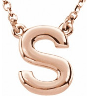 14K Rose Block Initial S 16 Necklace - 8463460018P