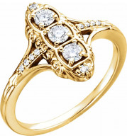 14K Yellow 1/3 CTW Diamond 3-Stone Ring - 122215104P