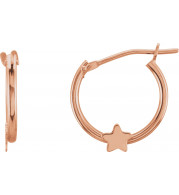 14K Rose Hinged Hoop Earrings with Star - 192029601P