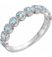 14K White Aquamarine Beaded Ring - 71896600P
