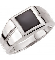 14K White 10 mm Square Onyx Ring - 60689101P