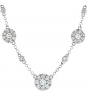 14K White 1/2 CTW Diamond Cluster Station 18 Necklace - 6708860001P