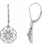 14K White 1/5 CTW Diamond Granulated Filigree Earrings - 65260660002P