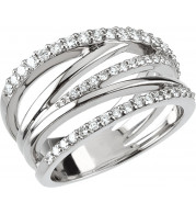 14K White 1/2 CTW Diamond Criss Cross Ring - 67406121556P
