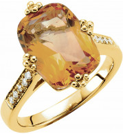 14K Yellow Citrine & .08 CTW Diamond Ring - 6724060001P