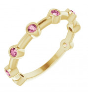14K Yellow Pink Tourmaline Bezel-Set Bar Ring - 72005646P