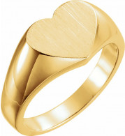 14K Yellow 11x10 mm Heart Signet Ring - 562371874P