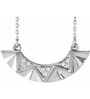 14K White .08 CTW Diamond Curved Bar 16-18 Necklace - 86713101P