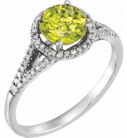 14K White Peridot & 1/5 CTW Diamond Ring - 65130070011P