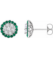 14K White Emerald & 5/8 CTW Diamond Earrings - 65194860001P