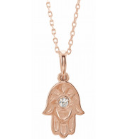14K Rose .03 CTW Diamond Hamsa 16-18 Necklace - 86623607P
